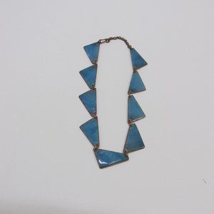 Handmade Turquoise Ceramic Glaze on Copper Plate Triangular Segment Necklace